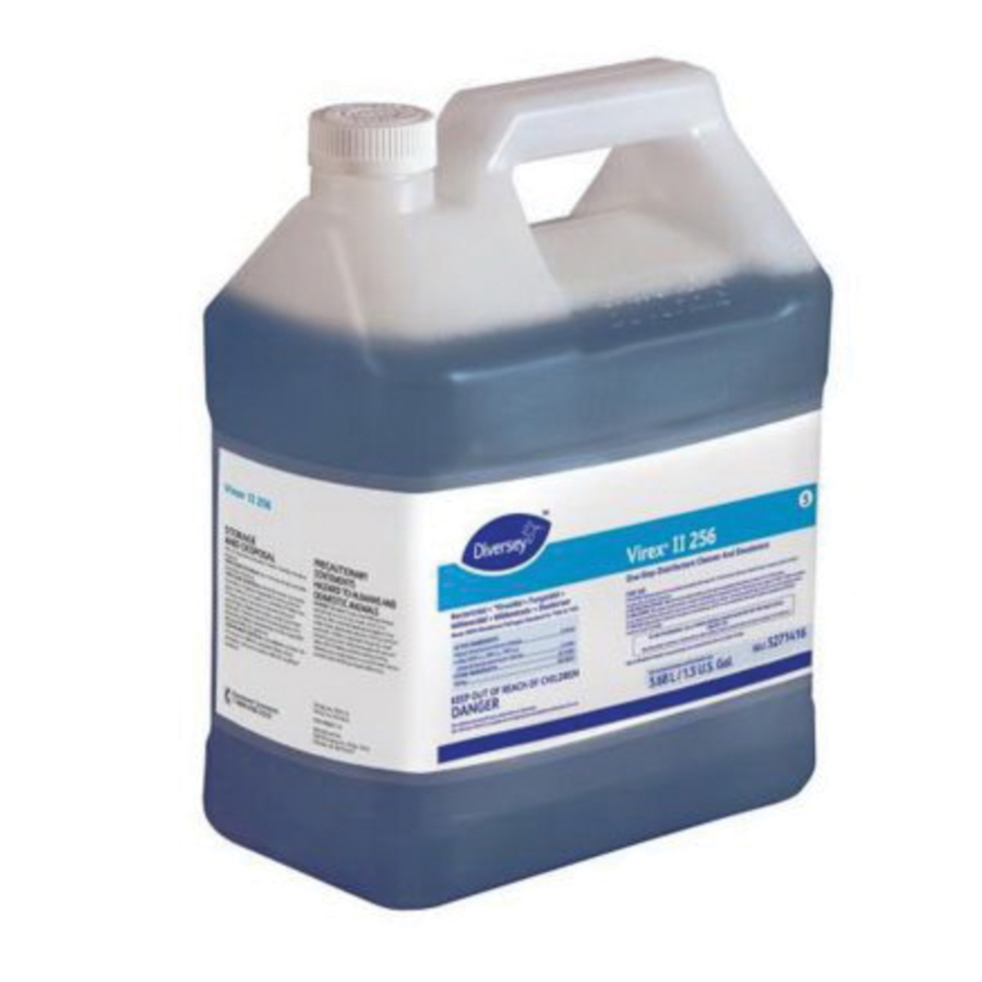 5271416  Virex® II 256 Disinfectant Cleaner is a one-step, quaternary-based disinfectant cleaner concentrate, 1.5 gallon  