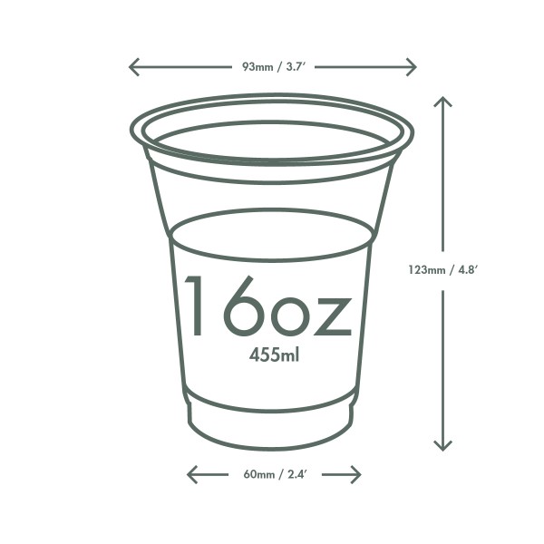 16 Oz. Compostable Bioplastic Drinking Cup