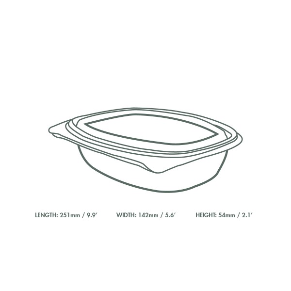 32 oz Hinged Deli Box - Clear Compostable PLA - 200 ct