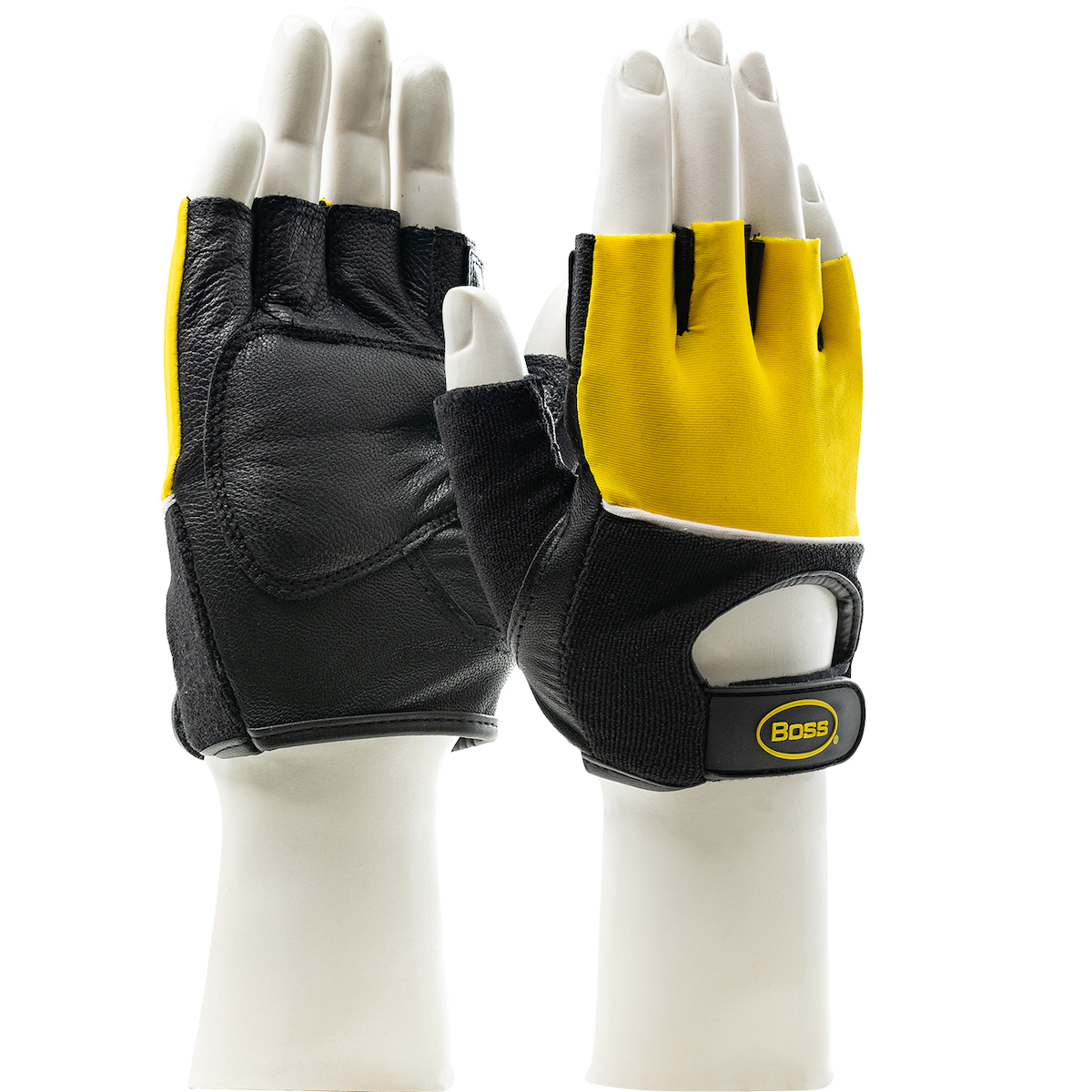 #122-AV70 PIP® Boss® Ergonomic Half-Finger Gloves with Reinforced Padded Leather Palm