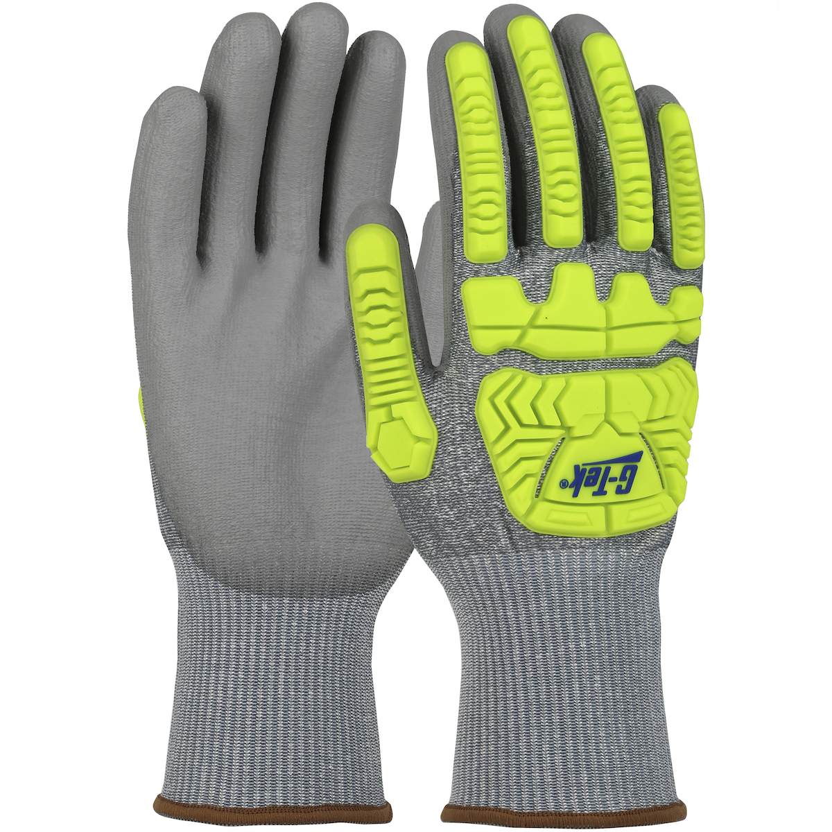 #710HGUBHVG PIP® G-Tek Seamless Knit Glove with Hi-Vis Impact Protection and PU Coated Palm Grip
