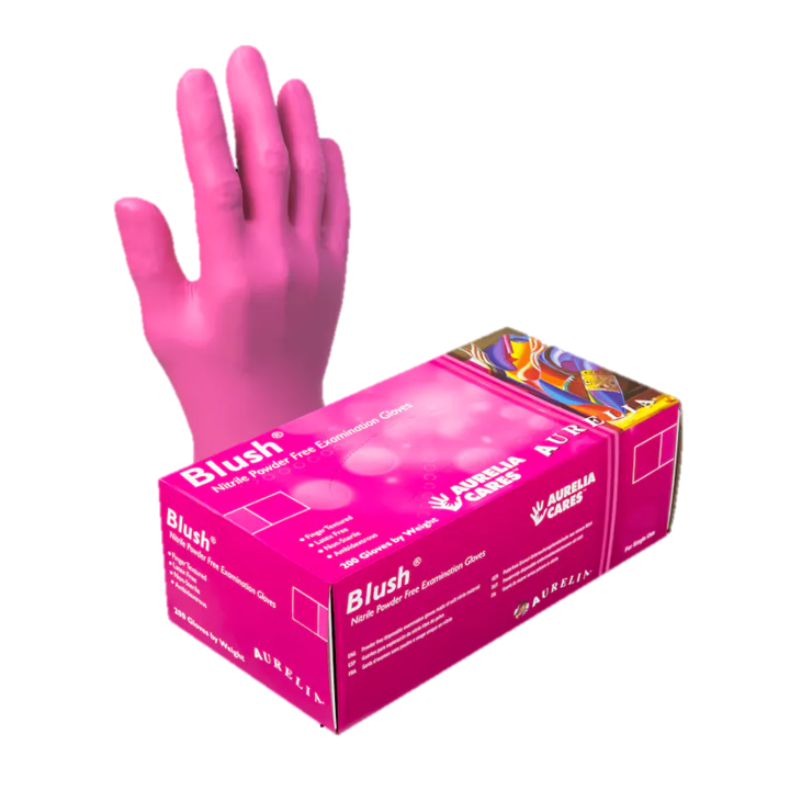 Aurelia® Blush® Magenta Nitrile Disposable 2.5-mil Powder-Free Exam Gloves