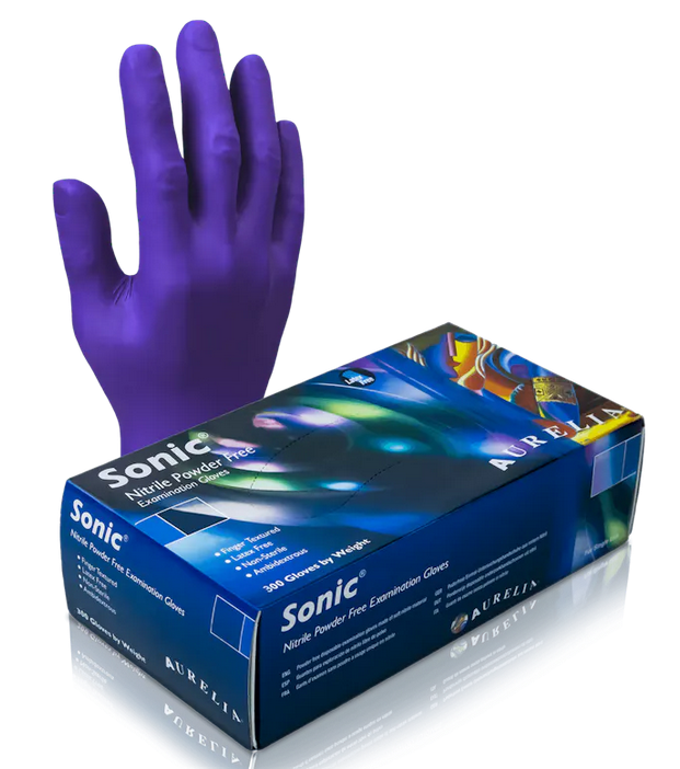 Aurelia® Sonic® Indigo Disposable 2.2-mil Nitrile Powder-Free Exam Gloves