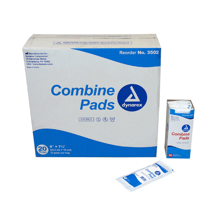 #3502 Dynarex® Sterile Combine Pads - 8` x 7 1/2`