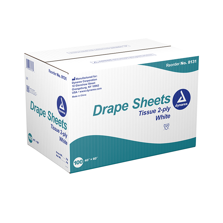 #8131 Dynarex® 2-Ply Tissue White 40` x 60` Drape Sheets 