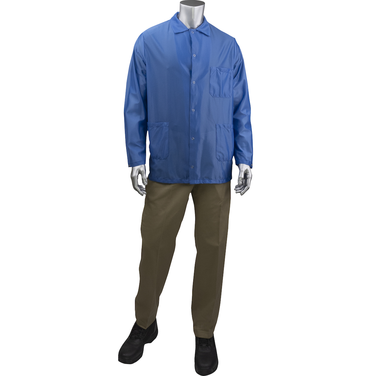 ESD Anti-Static Jacket with Lapel Collar and Knit Cuffs