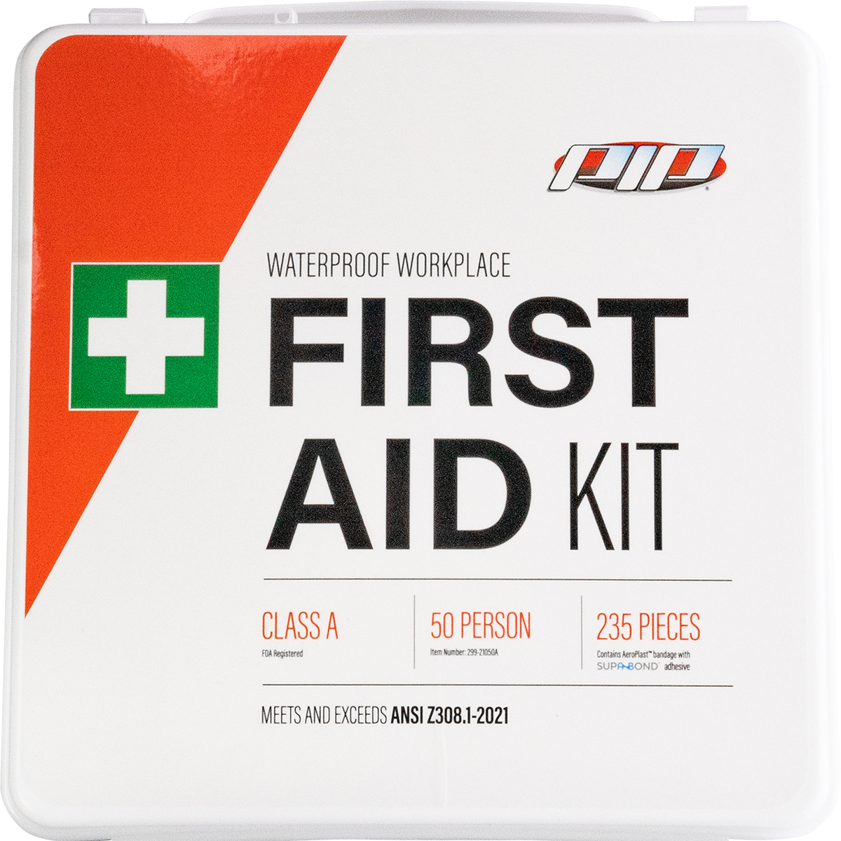 299-21050A PIP® ANSI Class A Waterproof First Aid Plastic Kit, 50-person