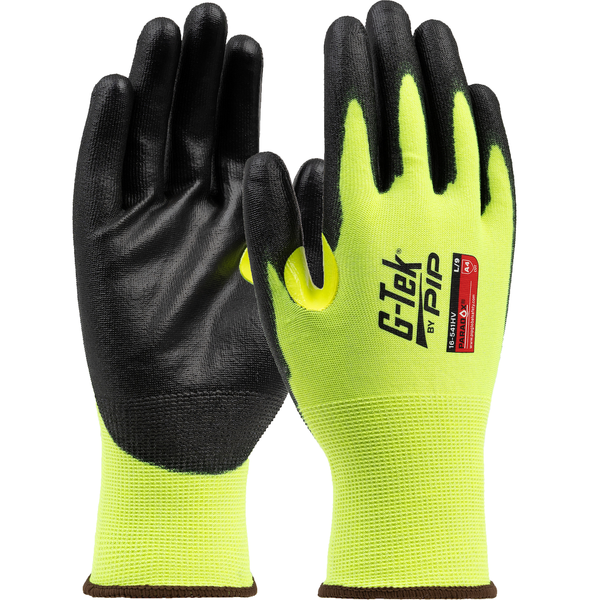 16-351HV PIP® G-Tek® Hi-Viz Paradox™ 21-Gauge PolyKor Nitrile Coated A5 Cut Gloves