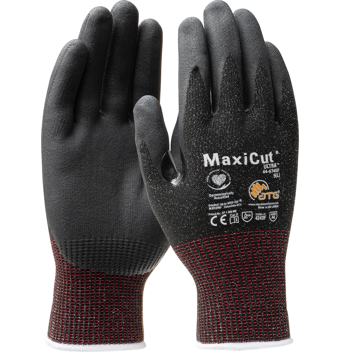 44-6745F PIP® MaxiCut® ATG® Ultra™ Microfoam Nitrile Palm Coated A6 Cut Gloves with Touchscreen Functionality