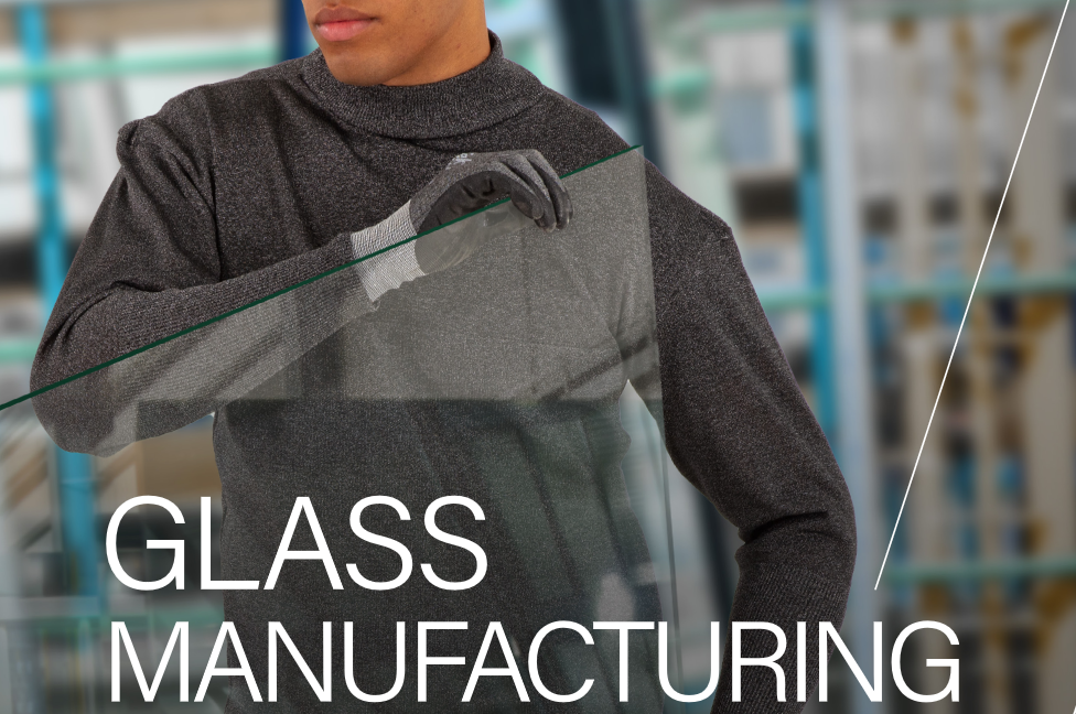 Worker handling glass wearing Kut Gard ATA PreventWear Cut Safety Pullover