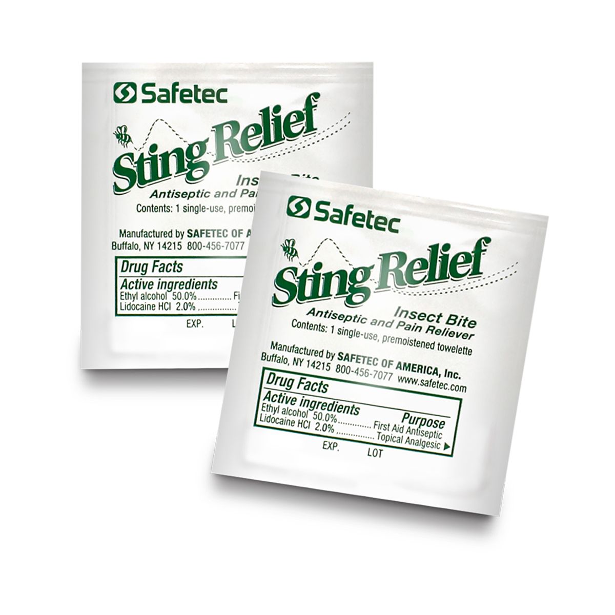 Safetec® Sting Relief Foil Wipe Packets 
