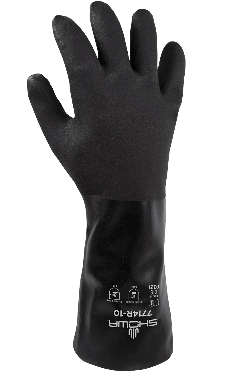 Showa® 7714R Work Gloves | Fully Coated PVC Jersey-Lined Gauntlet ...