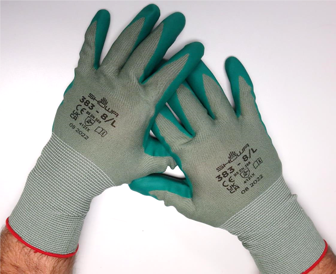 Showa® 383 Biodegradable Microporous EBT Nitrile Coated Multi-Purpose Work Gloves