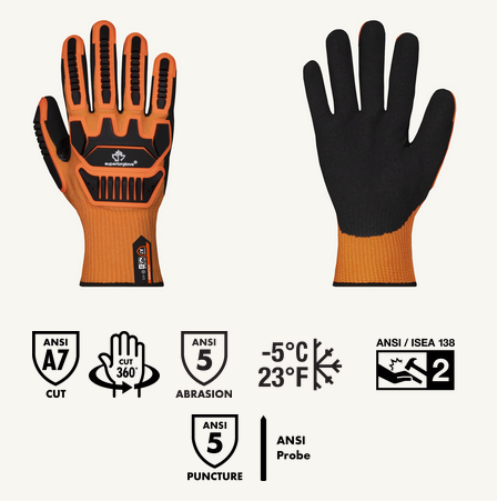 Majestic Glove 35-5675 X-15 Cut & Impact Resistant W Nitrile Coating, ANSI A6