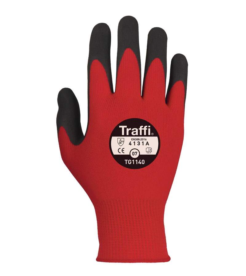 Traffi® TG1140 Gloves | Nitrile Foam Palm Coated Cut Resistant Gloves ...