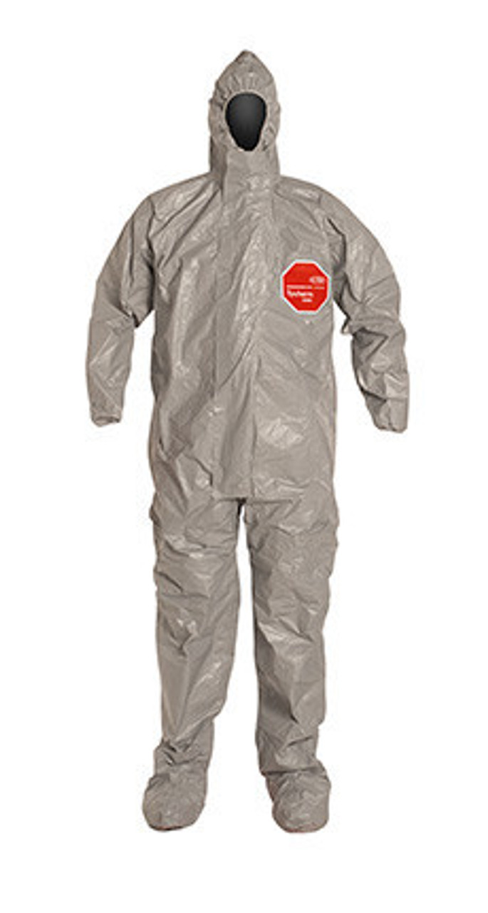 Dupont™ TF169TG GY Tychem® 6000 Gray High Level Chemical Protective Coveralls w/ Respirator Hood & Socks 