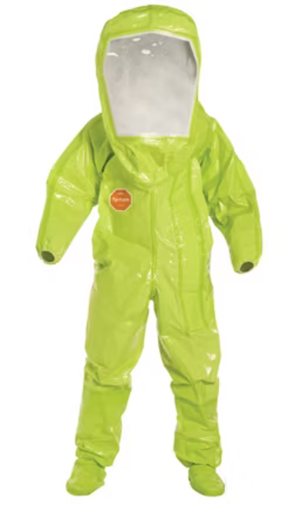 DuPont™ TK527T LY Tychem® 10000 Encapsulated Level B Expanded Back Front Entry Chemical Protective Suit with attached socks