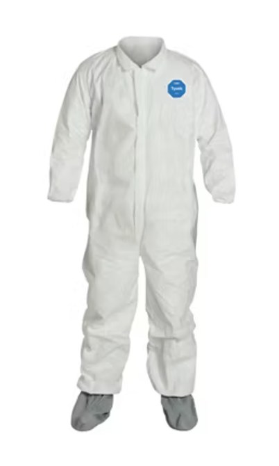 Dupont™ TY121S WHNS Tyvek® 400 Coveralls w/ Elastic Wrists, FC Boots & Serged Seams