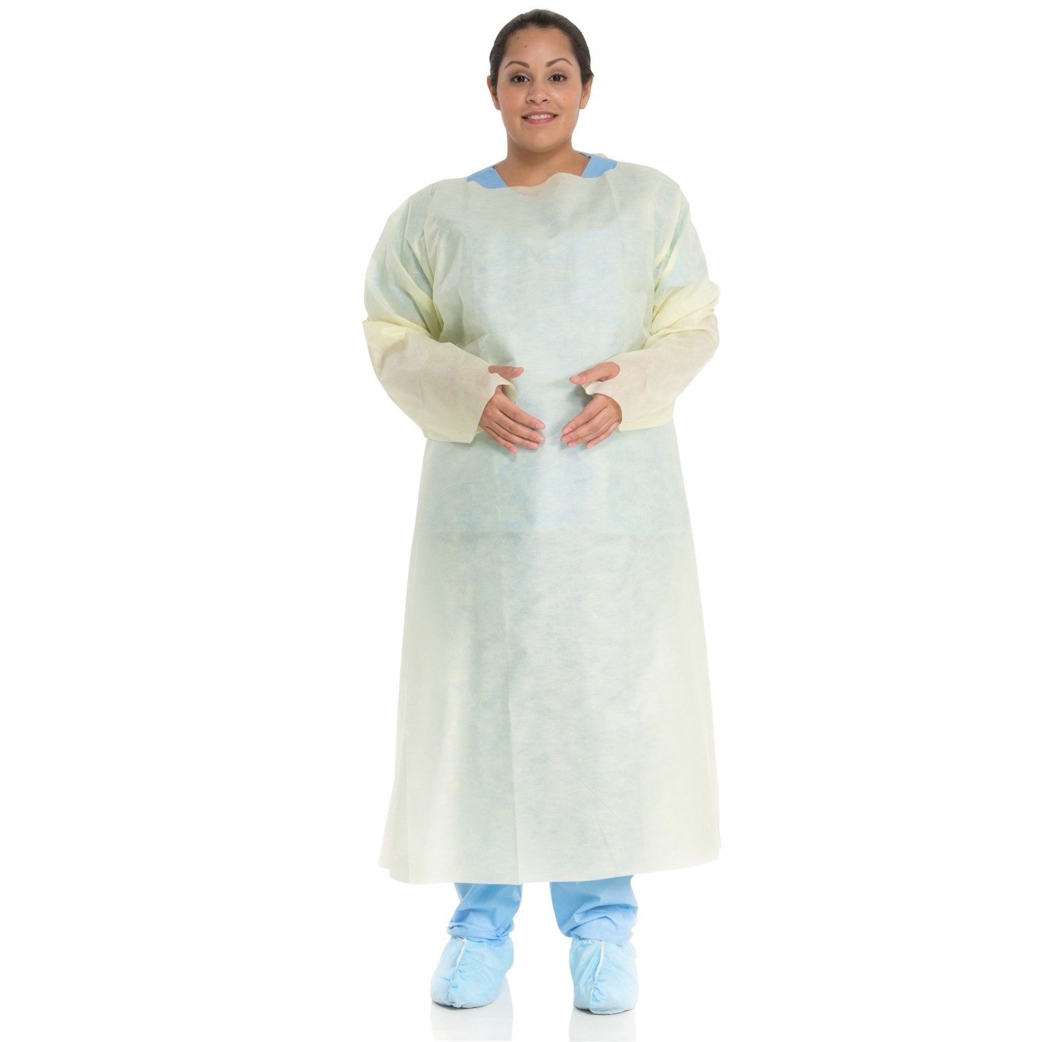 Tri-Layer Over-the-Head Isolation Gowns with Thumb Hooks | Thumb Saddle ...