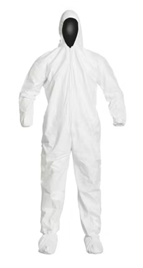 IC105SWH-CS DuPont™ Tyvek® IsoClean® Coveralls w/ Hood, Boots & Serged Seams 