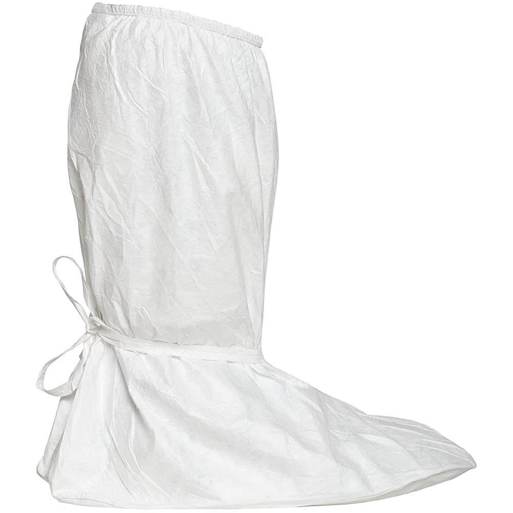 IC458B 0B Dupont™ Tyvek® IsoClean® White Cleanroom Boot Covers w/ Ties, 18-in 
